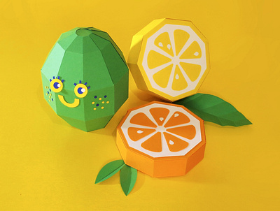 Lemon Family! assets brand identity branding character design handmade lemon lime paper paper art paper artwork paperart papercraft papercut papercutting set design setdesign