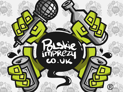 PolskieImprezy.co.uk funky kirpluk logo party polish sign vector