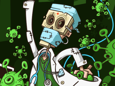 uneven fight art cartoon character covid19 healthcare illustration kirpluk pandemic vector virus