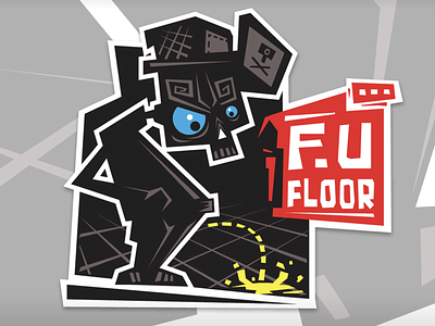 F.U floor! design drawing funky graffiti graphic design illustration kirpluk skull sticker urban vector