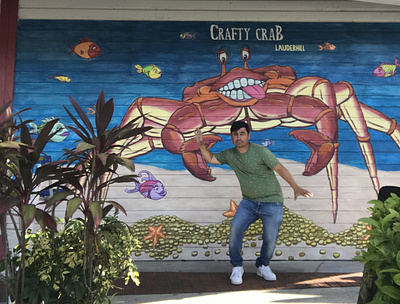 crafty crab selfie art mural