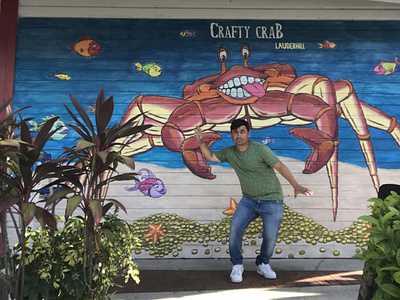 crafty crab selfie art mural