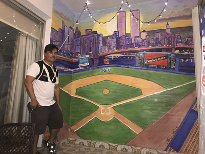 new york mets stadium acrylicpainting backgrounddesign illustration murals