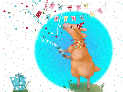 Llama birthday birthday party cartoon character character design confetti cute llama llama natimade