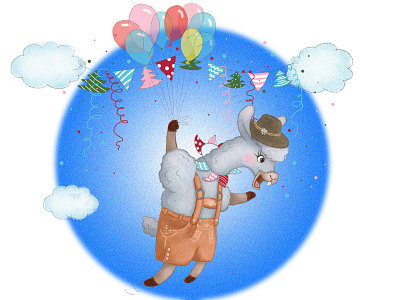 Llama birthday balloons birtday party clouds fluying llama llama natimade