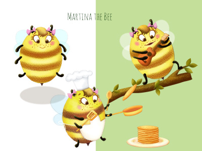 Martina the Bee bee character illustrations kinderplatte natimade pancakes ukulele