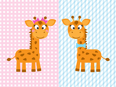 Giraffes for children's project 2d app character flat illustration natimade