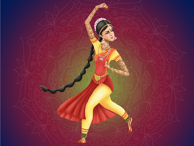 Indian dancer 2d app character flat illustration natimade
