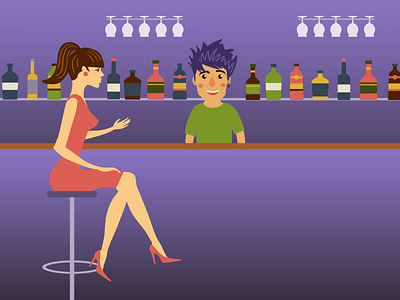 In the bar 2d app bar castle character flat girl icon natimade vector