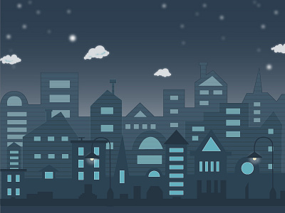 Night city 2d app castle city flat icon lamp natimade night urban vector