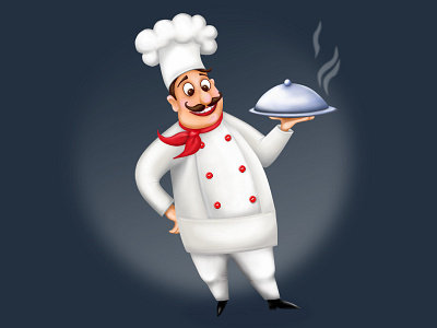 Chef cook 2d character chef cook flat icon illustration natimade