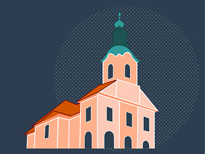 The church of St.Jacob 2d app castle church flat icon natimade urban vector