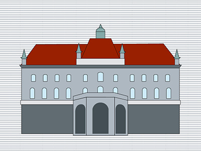 Ljubljana University 2d app castle church flat icon natimade urban vector