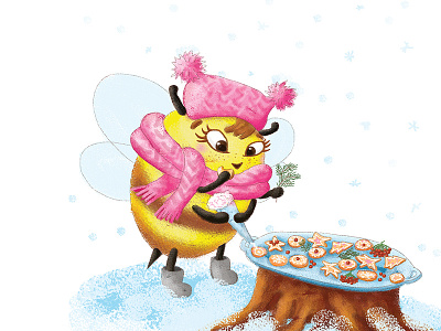 Martina, the bee 2d app character character design childrens book flat illustration natimade