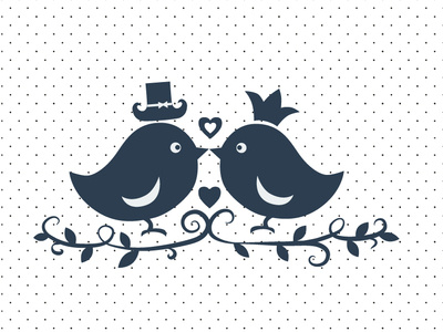 Lovely birds 2d app birds character flat icon love natimade sticker vector