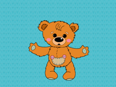Teddy bear 2d animation character emotion flat illustration natimade teddy bear vector