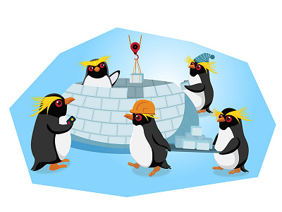 Penguin team 2d app character flat icon illustration natimade penguin sticker vector