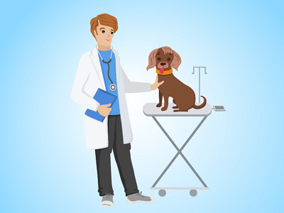 Veterinary clinic 2d app character dog flat illustration natimade vector veterinary
