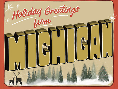 Michigan holiday card calligraphy christmas lettering procreate typography