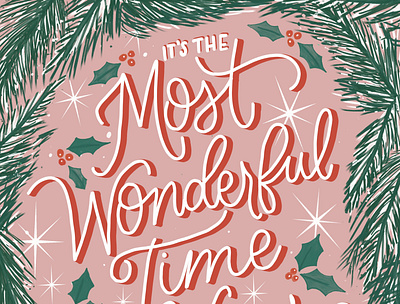 Retro holiday card calligraphy christmas design lettering procreate typography