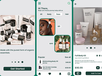 SKINCARE HOME PAGE AND CART