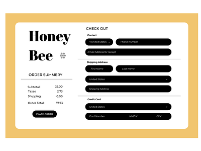 HONEY BEE CHECKOUT PAGE branding dailyui design graphic design illustration logo procreate typography ui ux vector