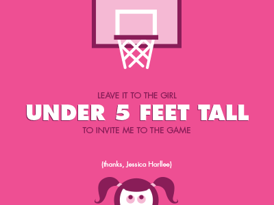 Hello, Dribbblers. basketball debuts dribbble girl hello illustration pigtails pink thank you under 5 feet