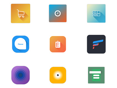 Bunch of mobile app icons flat icon material mobile