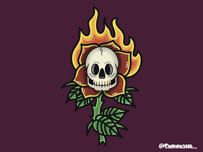 Hot headed bold branding design digital art fire graphic design illustration logo procreate rose skull tattoo vector