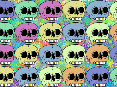 Skull pattern bold colour design digital art doodle drawing graphic design illustration logo pattern procreate repeat pattern skull vector