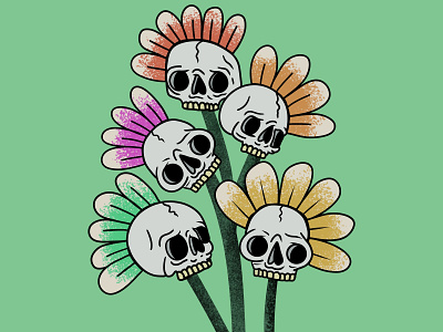 Skulls in bloom bold design digital art flower graphic design illustration logo procreate skull tattoo style vector