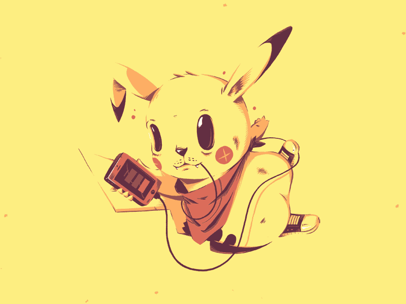 "Pokéstalgia" animated battery digitalart gif illustration ios iphone loop pikachu pokemon