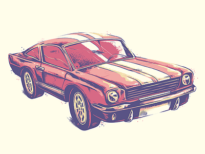 "Mustang" art auto car digitalart illustration mustang old print texture vintage wheels