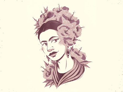 "Frida Kahlo" art caricature digital floral flowers frida icon illustration kahlo painting portrait texture