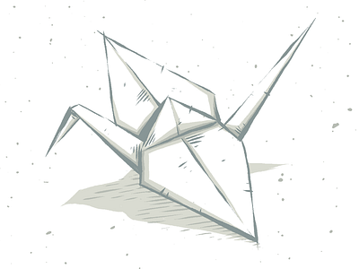 "Crane WIP" crane drawing illustration origami paper photoshop sneakpeek teaser texture wip