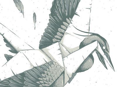 "Paper Thin" album art artwork crane design graphic illustration music origami paper thin