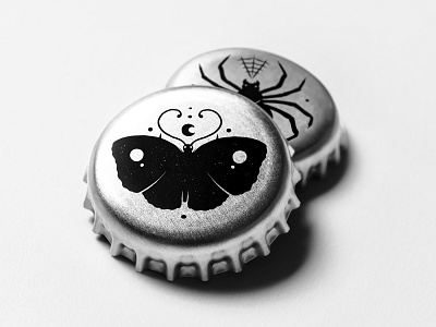 "WhittleWood Craft Brewery" bee beer bottles branding brewery butterfly caps design illustration mockup organic spider