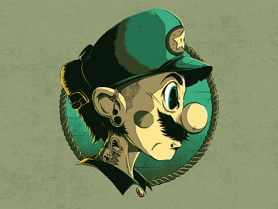 "Hipster Luigi" character fan art graphic design hipster illustration luigi super mario texture