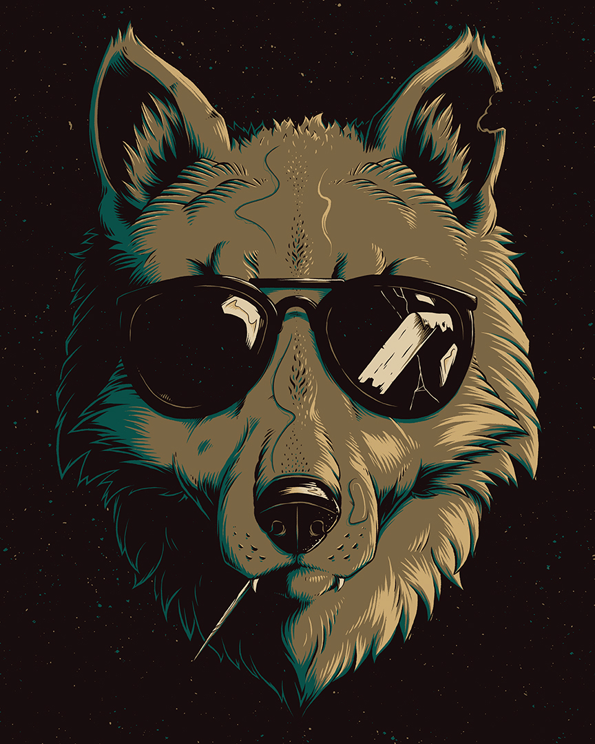 Wolf Cub With Sunglasses Can - Canvas Art Print | Tiny Treasure Prints