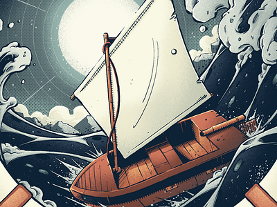 Red Sky Rough Seas affinity designer affinity photo art artwork beer boat craft beer design digital art dingy emblem graphic graphic design illustration ocean print sea ship texture waves