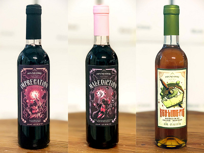 Pips Meadery art artwork bottles bottleshot design digital art fantasy fiction graphic graphic design illustration label mead pie warlock wizard