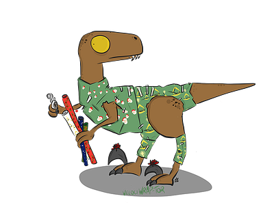 Veloci-wraptor cartoon christmas design dino dinosaur illustration jurassic raptor wrap xmas