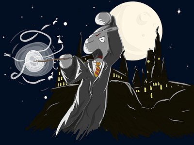 Expeli-llamas adobedraw harrypotter hogwarts illustrator llama moon shadow spell wizard