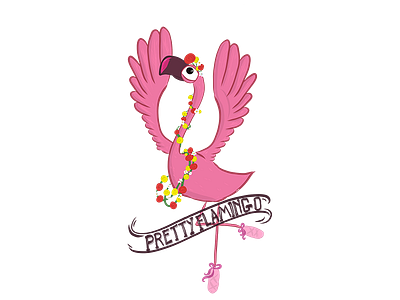 Flowermingo ballet commission dancing flamingo flowers illustration type