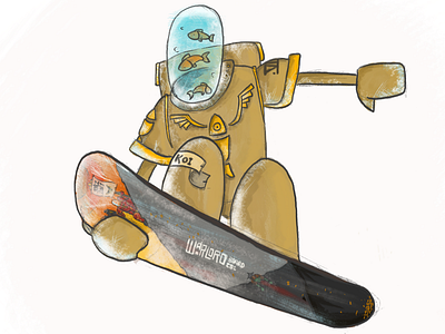 Warllama Fishmarine fish goldfish illustration mech sketches snow snowboarding space marine warhammer