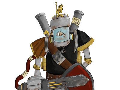 Warllama Fishmarine autodesk fantasy goldfish illustration sketchbook pro steam warhammer warrior
