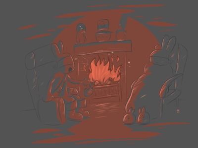 Tall tales by the roaring fire... animals illustration illustrator kidlit kids book rabbit wip