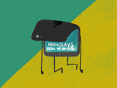 Monday’s drain my batteries... character design concepts digital art humour ipad monday procreate sketches