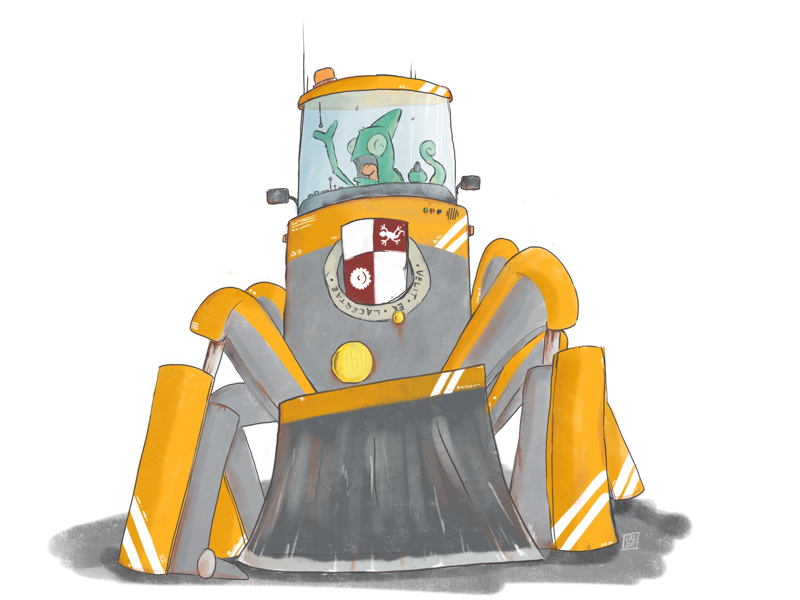 Gerald. character design illustration iphone sketchbook pro lizard robot snow