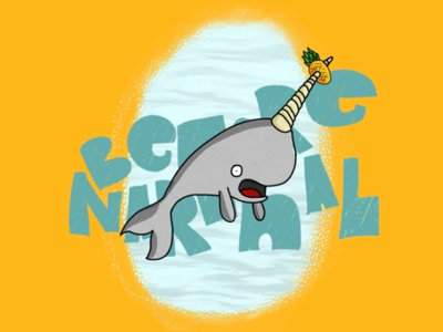 Be More Narwhal. animal character design fish illustration narwhal